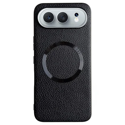 For Honor 500 5G Magnetic Case Litchi Texture PU Leather + TPU Phone Back Cover - Black