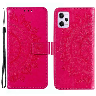 Mandala Flower Imprimé Cuir PU en Cuir Pour Xiaomi Redmi Note 12 Pro + 5G, Portefeuille de Couverture de Protection de la Fermoir Magnétique du Stand Flip Stand - Rose
