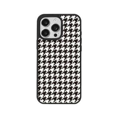 EYCASE For iPhone 14 Pro Magnetic Case  Grid Series Black Edge TPU + Acrylic Cover - Black White Houndstooth
