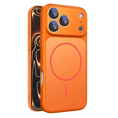 For iPhone 17 Pro Max Case Compatible with MagSafe Skin-touch PC + Silicone Phone Cover with Lens Film - Orange