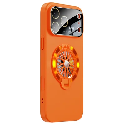 Coque pour iPhone 17 Pro compatible MagSafe, coque rigide PC avec support intégré - Orange