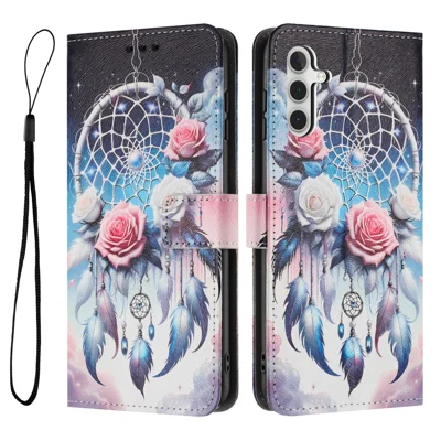Bulk Purchasing For Samsung Galaxy A18 5G / A18 4G / A17 5G / A17 4G / A26 5G / A16 5G / A16 4G Wallet Case Pattern Printing PU Leather Phone Cover with Lanyard - Flower Wind Chime