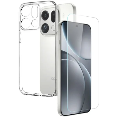 NORTHJO Capa para Oppo Find X9 Pro 5G Capa Transparente Macia em TPU com Protetor de Ecrã de Vidro Temperado (Suporte para Desbloqueio por Impressão Digital)