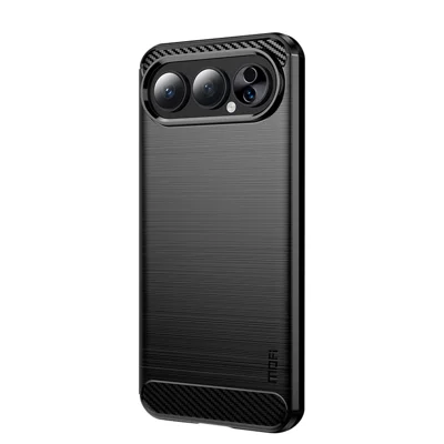 Achterkant voor Honor 500 Pro 5G / Honor 50 Pro MOFI geborsteld structuur koolstofvezel zachte TPU-hoes - Zwart