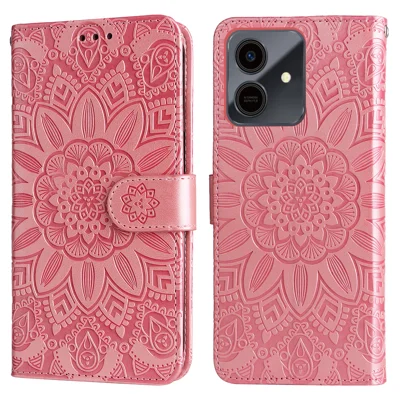 For Honor Play10 4G Case Sunflower Imprint Leather Wallet Phone Cover - Pink