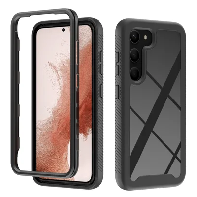 Coque de téléphone rigide en acrylique + PC + TPU souple pour Samsung Galaxy S23+, protection arrière transparente résistante aux chutes - Noir
