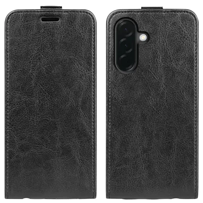 Samsung Galaxy A37 hoesje met kaartslots, verticaal omslaand lederen telefoonhoes - Zwart