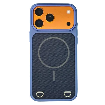 JAUCASE Чехол для iPhone 17 Pro Max Совместим с MagSafe Технологичная ткань + задняя панель из поликарбоната с кармашком для карт - Синий