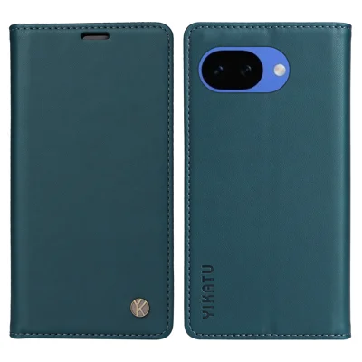 YIKATU For Google Pixel 10a Phone Cases  Magnetic Closure PU Leather Mobile Cover - Green