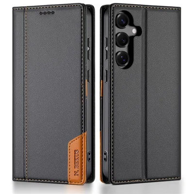 N.BEKUS P3 til Samsung Galaxy A37 Taske med RFID-blokerende Wallet Ståfunktion PU Læder Flip Telefonbeskyttelse - Sort