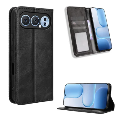 Voor Honor 500 Pro 5G Lederen Hoesje Portemonnee Stand Retro Structuur Telefoonhoes - Zwart