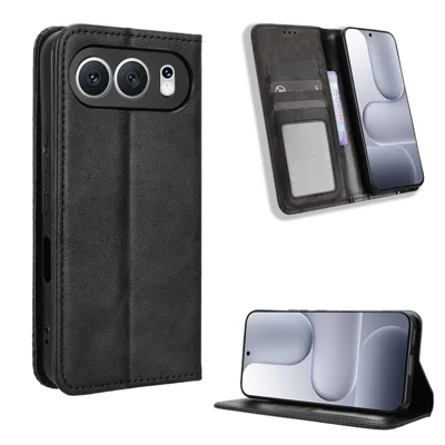 Etui skórzane z portfelem i podstawką dla Honor 500 5G, retro faktura, pokrowiec na telefon - Czarny