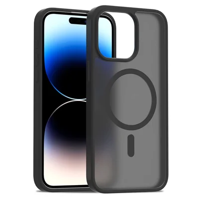 Achat en gros pour coque magnétique iPhone 15 Pro Max avec revêtement tactile en TPU/PC, compatible MagSafe - Noir