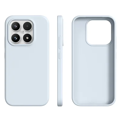 Чехол для Xiaomi 17, ультратонкий, из жидкого силикона + поликарбонат, с кнопкой управления сенсором камеры — ледяной синий