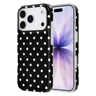iPhone 17 Pro-hoesje met stippenmotief IMD TPU achterklep - Zwart