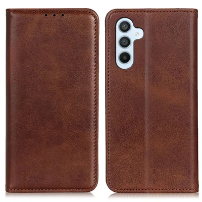 Voor Samsung Galaxy A37 Hoesje Koeienhuidstructuur Gespleten Leren Flip Portemonnee Telefoonhoes - Koffie