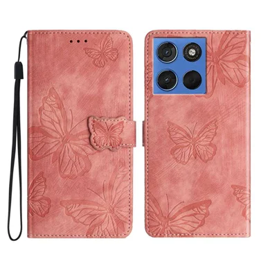 For Motorola Moto G Play (2026) 5G / Motorola Moto G 5G (2025) / Motorola Moto G (2026) 5G Case Butterfly Design Flip Wallet Leather Phone Cover Skin-Touch - Pink