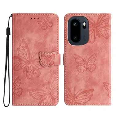 For OnePlus 15R 5G / Ace 6T 5G / Ace 6 5G Case Butterfly Design Flip Wallet Leather Phone Cover Skin-Touch - Pink