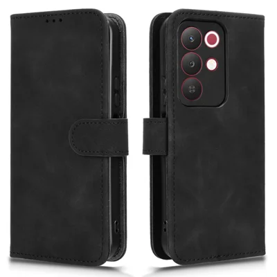 For Realme C85 Pro 4G Leather Case Skin Feel Anti Drop Wallet Stand Flip Phone Cover - Black