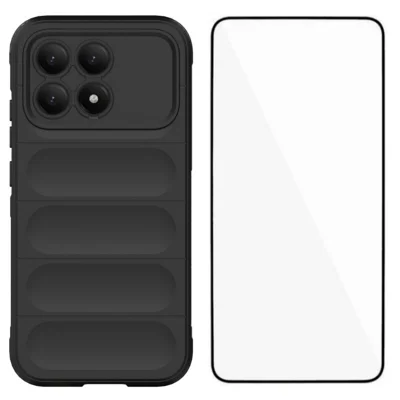 Für Xiaomi Poco F8 Pro / Xiaomi Redmi K90 5G TPU-Hülle WANLONFENG HD-Serie, rutschfeste Handyhülle mit gehärtetem Glas - Schwarz