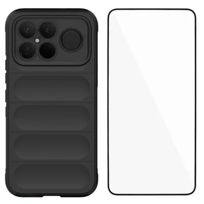 Für Xiaomi Poco F8 Ultra / Xiaomi Redmi K90 Pro Max 5G TPU-Hülle WANLONFENG HD-Serie Anti-Rutsch-Handyhülle mit Hartglas - Schwarz