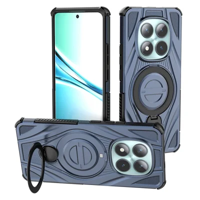 For Xiaomi Poco M8 5G / Redmi Note 15 5G (Global) Magnetic Case Rotating Kickstand TPU PC Shockproof Phone Back Cover - Dark Blue