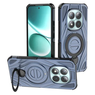 For Xiaomi Poco M8 Pro 5G / Redmi Note 15 Pro+ 5G (Global) Magnetic Case Rotating Kickstand TPU PC Shockproof Phone Back Cover - Dark Blue