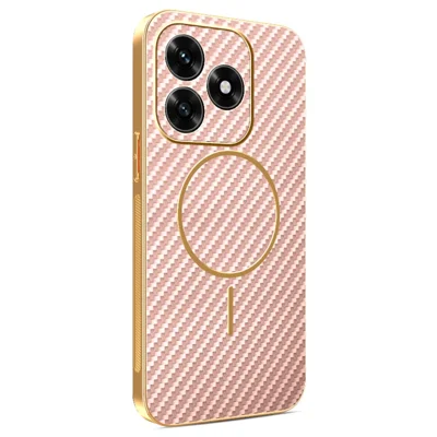 Custodia per Telefono Honor X5c 4G / X5c Plus 4G con Texture in Fibra di Carbonio, Finitura Elettrodepositata, in TPU - Rosa