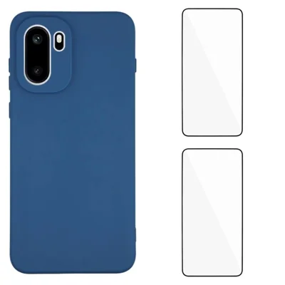 WANLONFENG For OnePlus 15R 5G / Ace 6T 5G / Ace 6 5G Case  ZB1 Series Precise Cutouts Straight Edge TPU Phone Cover with 2Pcs Tempered Glass Films - Sapphire