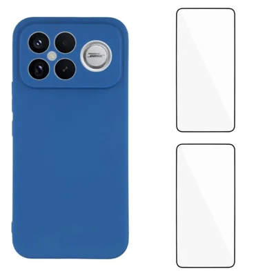 Für Xiaomi Poco F8 Ultra / Xiaomi Redmi K90 Pro Max 5G Hülle WANLONFENG ZB1 Serie Präzise Ausschnitte Gerades Rand TPU Handycover mit 2 Stk. Gehärtetem Glas Folien - Saphir