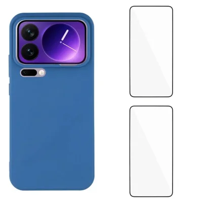 Für Xiaomi 17 Pro Max Hülle WANLONFENG ZB1 Serie Präzise Ausschnitte Gerader Rand TPU Handyhülle mit 2 Stk. Panzerglasfolien - Saphir
