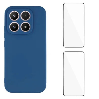Für Xiaomi 17 Case WANLONFENG ZB1 Serie Präzise Ausschnitte Gerader Rand TPU-Handyhülle mit 2 Stk. Gehärtetem Glasfolien – Saphir