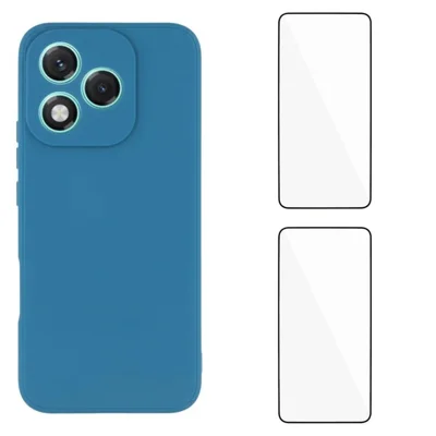 WANLONFENG For Honor 400 Lite 5G Case ZB1 Series Precise Cutouts Straight Edge TPU Phone Cover with 2Pcs Tempered Glass Films - Sapphire