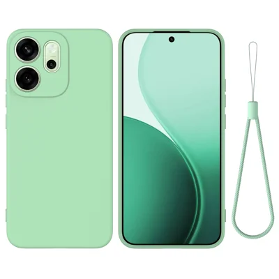 Voor Oppo Reno15 5G Vloeibaar Siliconen Hoesje Telefoon Achterkant met Handgreep - Groen