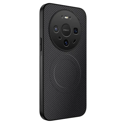 Til Huawei Mate 80 Pro / Huawei Mate 80 Magnetisk Case WANLONFENG TQ-serie Kulfiberstruktur PC TPU Telefonbeskyttelse - Sort
