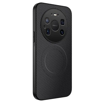 Чехол магнитный для Huawei Mate 80 Pro Max WANLONFENG серия TQ, текстура под углеродное волокно, чехол из поликарбоната и ТПУ - черный