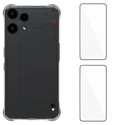 WANLONFENG For Nothing Phone (3a) Lite 5G TPU Case  WL2 Series 2.0mm Phone Cover with 2Pcs Tempered Glass Films - Transparent