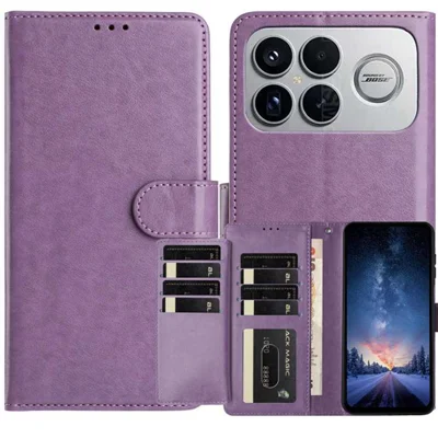 For Xiaomi Redmi K90 Pro Max 5G Wallet Phone Case Stand PU Leather Folio Flip Cover with 8 Card Slot - Purple