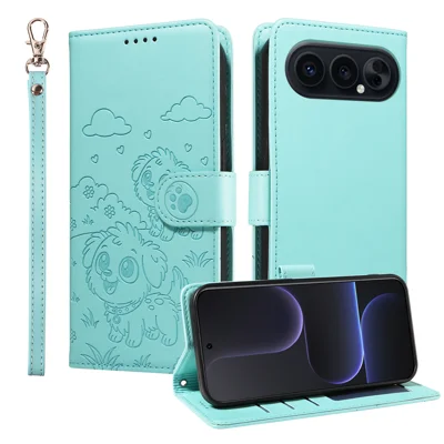 Voor Honor 500 Pro 5G / Honor 500 5G Hoesje RFID-blokkering met Afgedrukt Hondenpatroon PU Leren Telefoonhoes met Polsbandje - Groen
