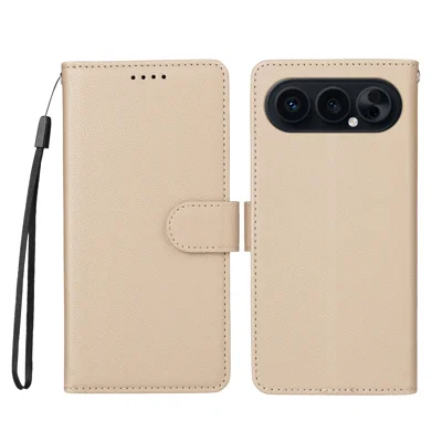 Voor Honor 500 Pro 5G / Honor 500 5G Hoesje met RFID-blokkering, 3 kaartvakken, PU-leer telefoonhoesje met polsbandje - Cremewit
