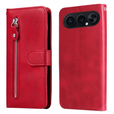 Voor Honor 500 Pro 5G / Honor 500 5G PU Leren Hoesjes met Ritsvak Portemonnee Telefoonhoesje met Stand - Rood