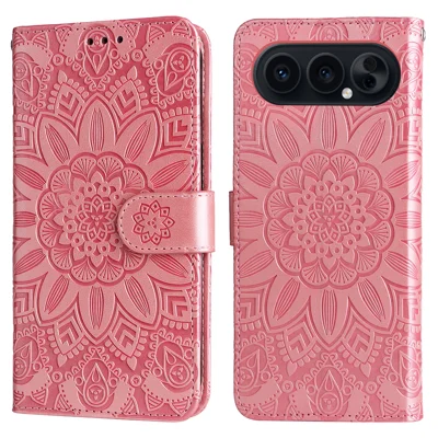 Voor Honor 500 Pro 5G / Honor 500 5G Hoesje Zonnebloem Afdruk Leren Portemonnee Telefoonhoesje - Roze