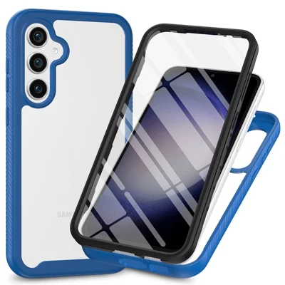 Cover Trasparente per Samsung Galaxy A37, Custodia Posteriore in PC + TPU con Pellicola Protettiva PET per Schermo - Blu