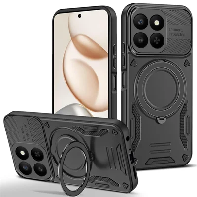Magnetisch hoesje voor Honor 400 Smart 5G / 400 Smart 4G / X7d 4G / X7d 5G, schokbestendig TPU + PC telefoonhoesje met standaard - Zwart
