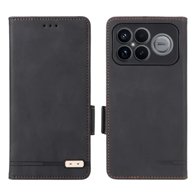 Voor Xiaomi Redmi K90 Pro Max 5G / Poco F8 Ultra Hoesje Leer Portemonnee Flip Hoesje met Hardware Decor - Zwart