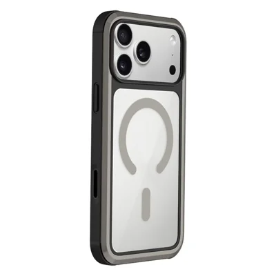 KZDOO Etui na iPhone 17 Pro Max Kompatybilne z MagSafe z Ramą z Metalu Pokrowiec TPU + PC z Przyciskami Al - Tytanowy Szary