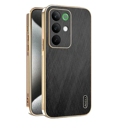 KADEM pour Realme C85 Pro 4G Coque Électrolyse Texture de Soie Couvercle Arrière en PU + TPU - Noir