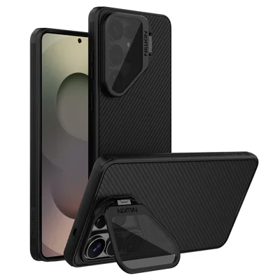 NILLKIN Camshield Prop Magnetic Series dla Samsung Galaxy S26 Ultra Case Clear Lens Lid PC TPU Phone Back Cover - Czarny