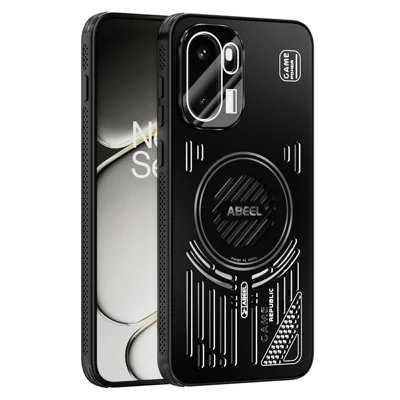 ABEEL voor OnePlus Ace 6 5G Magnetische Hoes Aluminiumlegering + PC + TPU Holle Warmteafvoer Telefoonhoes - Zwart