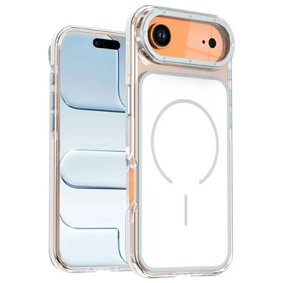 For iPhone Air Magnetic Case Dual Color Shockproof TPU PC Phone Cover Compatible with MagSafe - White